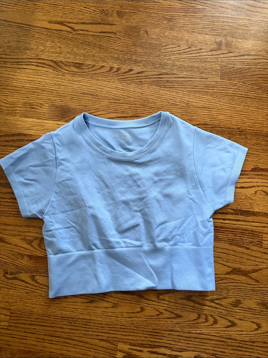 Offline Tops - Light Blue Crop microfiber Short Sleeve Top by Offline Aerie size medium
